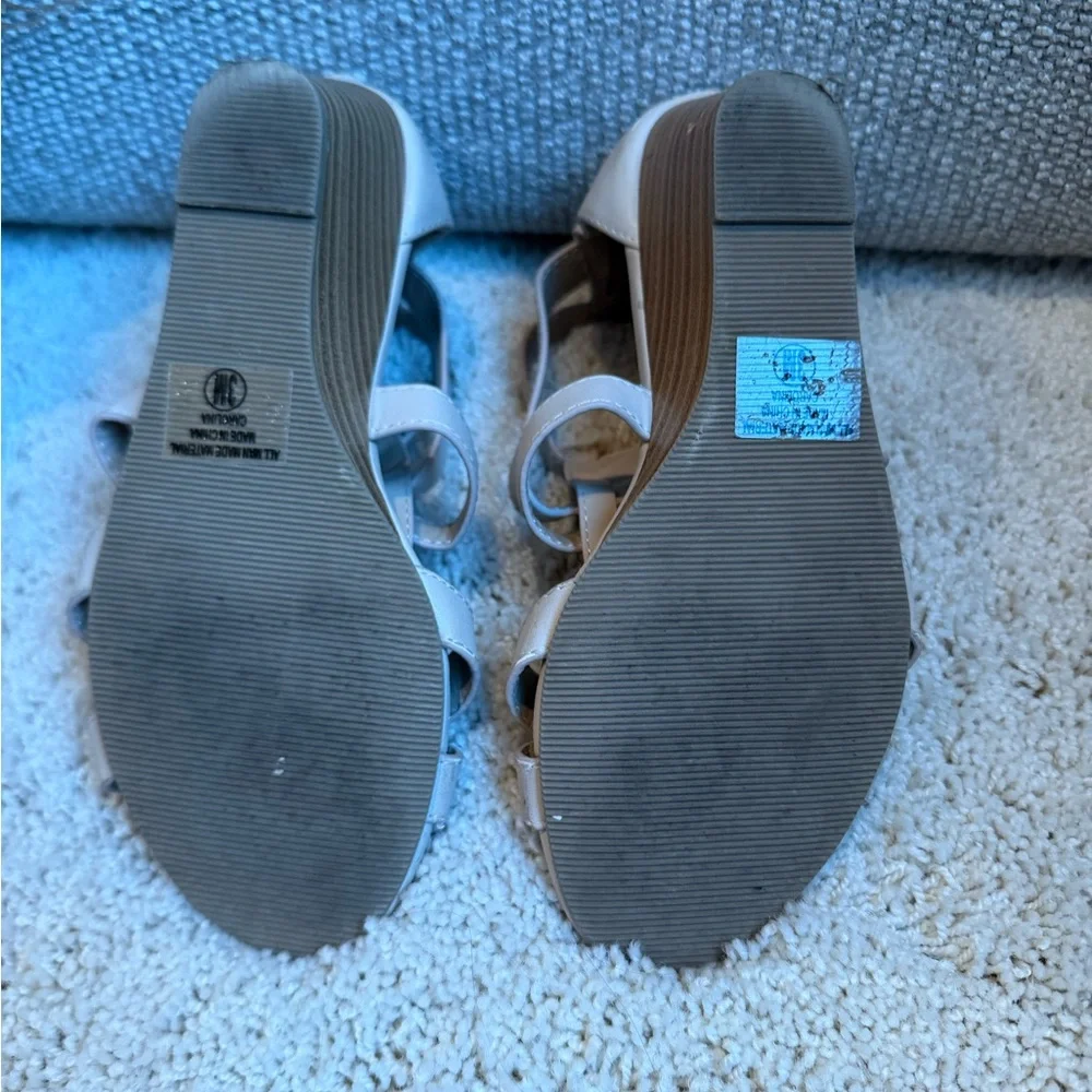 Soda Neutral Beige Strappy Wedge Sandals